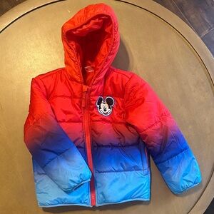 Disney Red and Blue Mickey Mouse Puffer Jacket